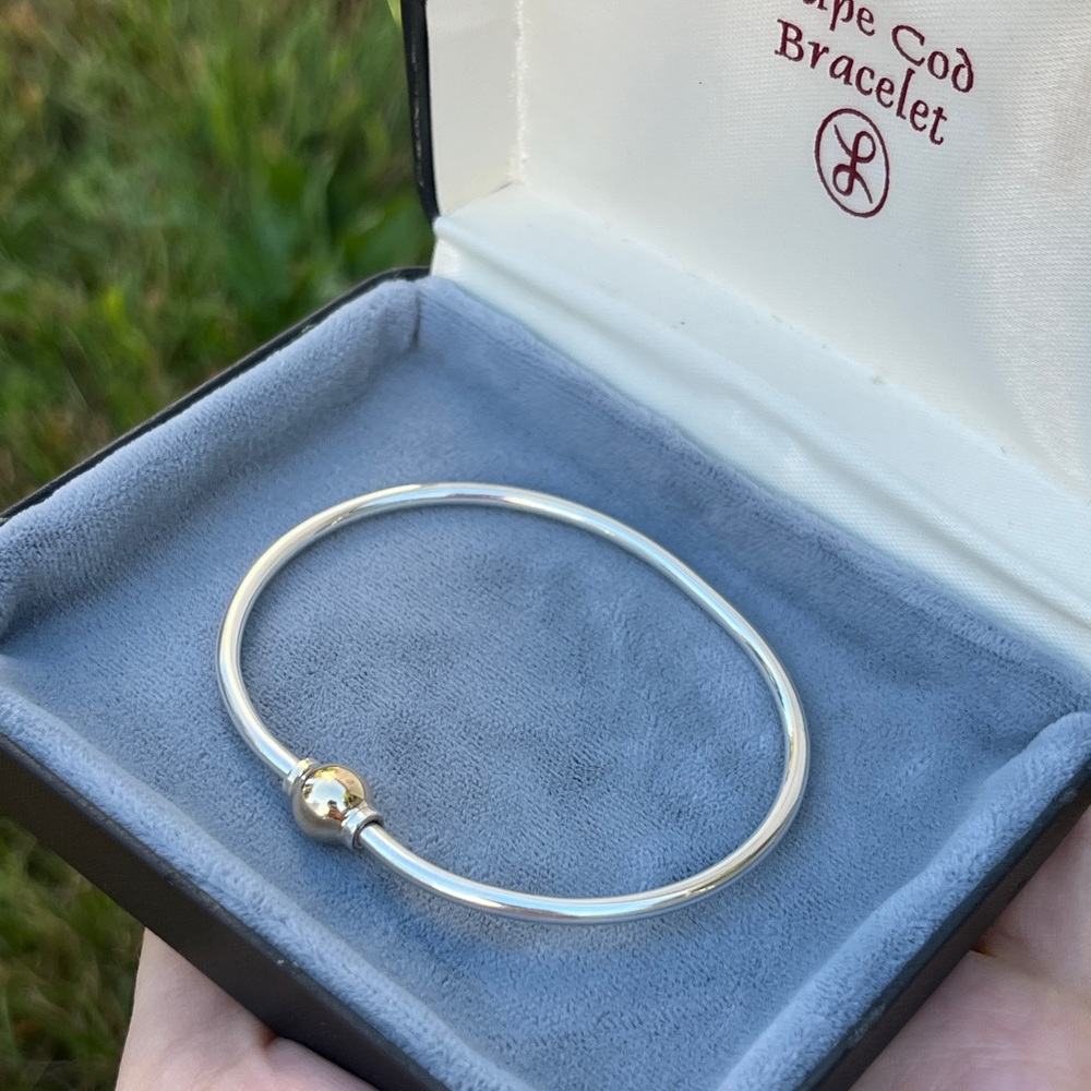 LeStage Cape Cod Bracelet Classic Single Ball Sterling Silver 925 14k Gold, 6.5”